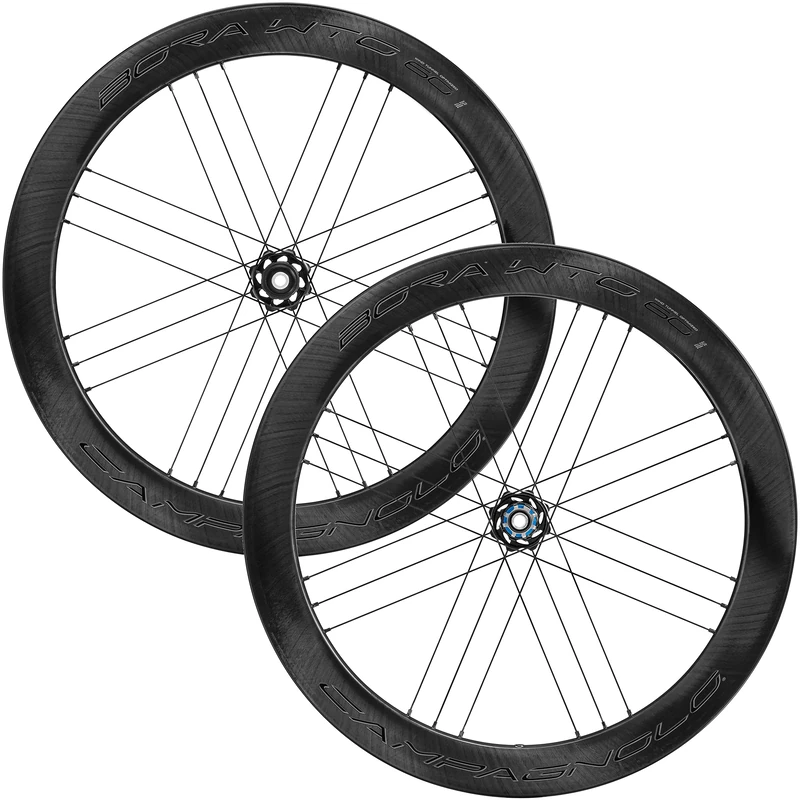 Campagnolo Bora WTO 60 Disc Brake 2-Way Fit Tubeless Wheelset, Dark Label, Shimano/SRAM Freehub