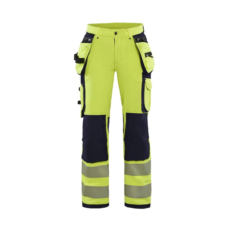 Blaklader 719716423389D21 Women's 4-Way Stretch Hi-Vis Trousers, High Vis Yellow/Navy, Size D21