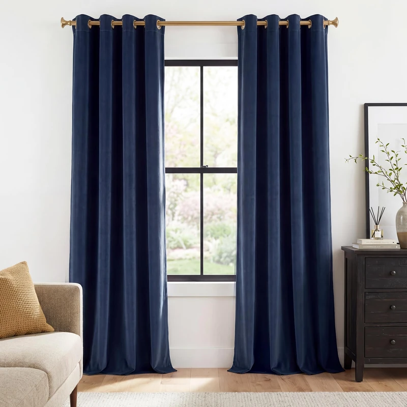 StangH Navy Blue Blackout Velvet Curtains for Living Room, W52 x L84, 2 Pcs