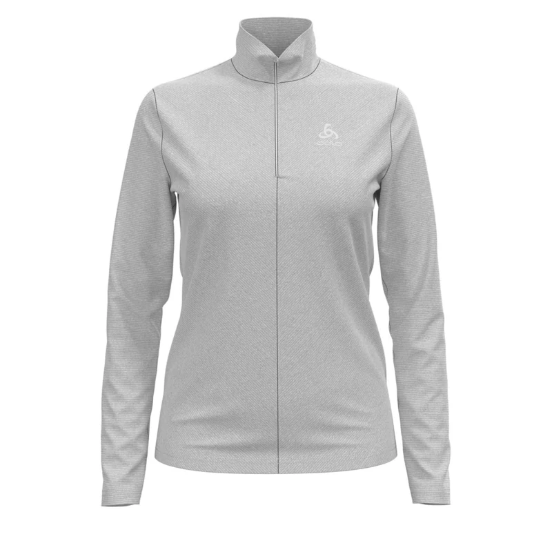 Odlo Women Long-sleeved shirt with zipper ROY, odlo silver grey - white - stripes, S