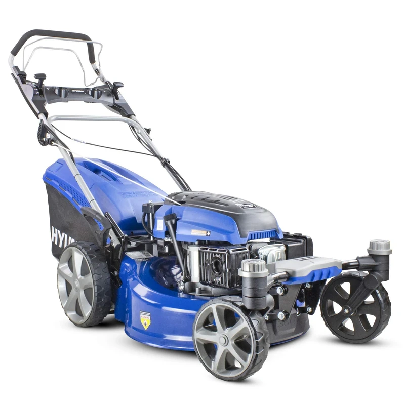 Hyundai 20"/51cm 196cc Electric-start Self-propelled Petrol Lawnmower, 360 Degree Swivelling Front Wheels, 6 Cutting Heights, 70l Grass Bag, 3 Year Warranty