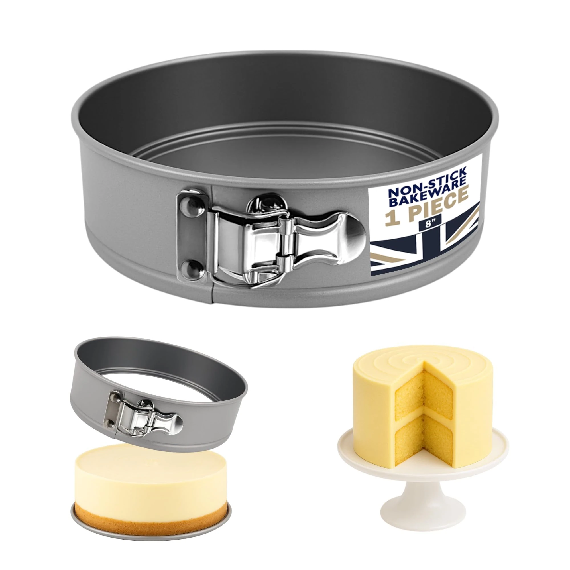 Samuel Groves Great British Bakeware 8" Superior Non-Stick Spring Form Cake Tin, Round 9 Inch Cake Tin with Loose Base for Easy Release, Fridge & Freezer Safe, Cheesecake, UK Made