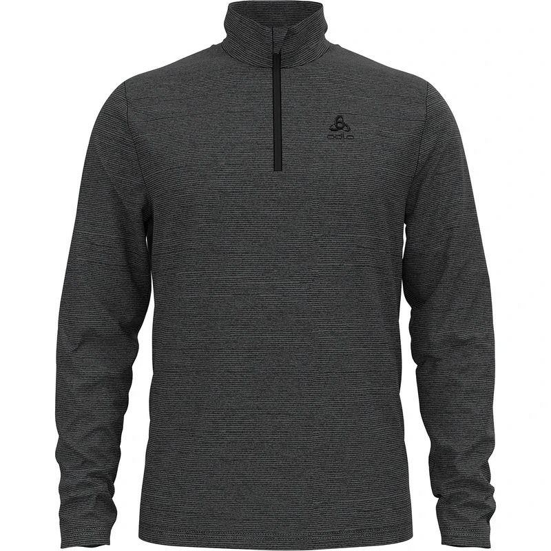 Odlo Men Long-sleeved shirt with zipper ROY, shale grey - black stripes, XL