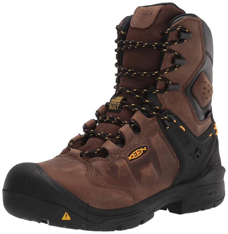 KEEN Utility Men's Dover 8" Composite Toe Waterproof Work Boot, Dark Earth/Black, 7.5 Wide US