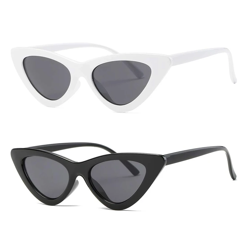 kimorn Cat Eye Sunglasses for Women - 2 Pack Black and White