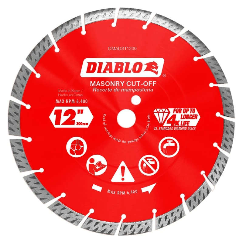 Diablo DMADST1200 12 in. Diamond Segmented Turbo Cut-Off Discs for Masonry