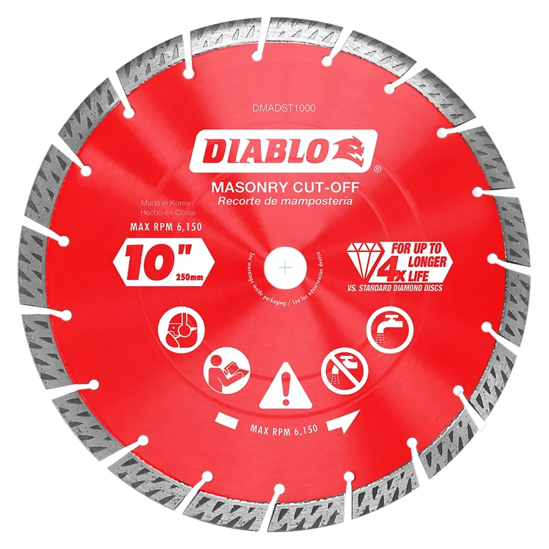 Diablo DMADST1000 10 in. Diamond Segmented Turbo Cut-Off Discs for Masonry