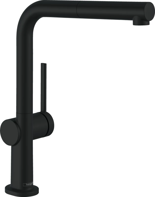 hansgrohe Talis M54 - kitchen tap with pull-out spray, 1 spray, kitchen sink tap with spout height 270 mm, kitchen mixer tap with swivel spout, matt black, 72808670