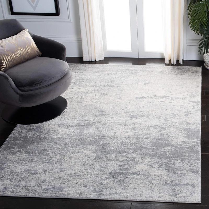 Safavieh Contemporary Rug for Living Room, Dining Room, Bedroom - Brentwood Collection, Short Pile, in Grey and Ivory, 160 X 229 cm