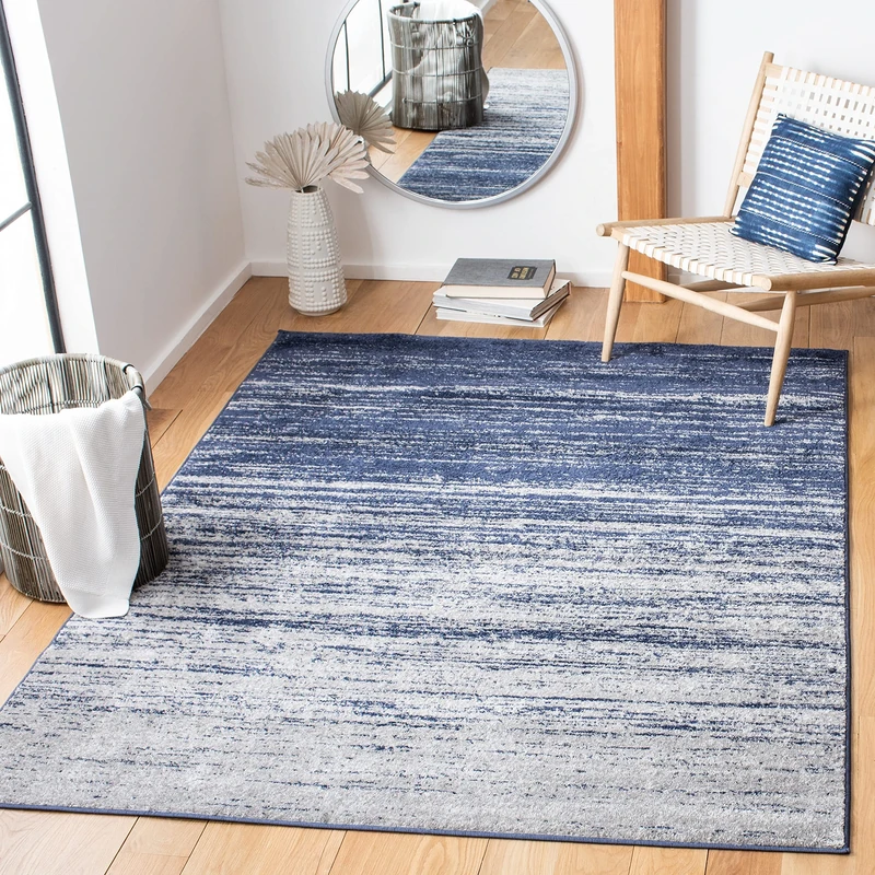 Safavieh Modern Ombre Indoor Woven Rectangle Area Rug, Adirondack Collection, ADR113, in Navy/Grey, 91 X 152 cm for Living Room, Bedroom or Any Indoor Space