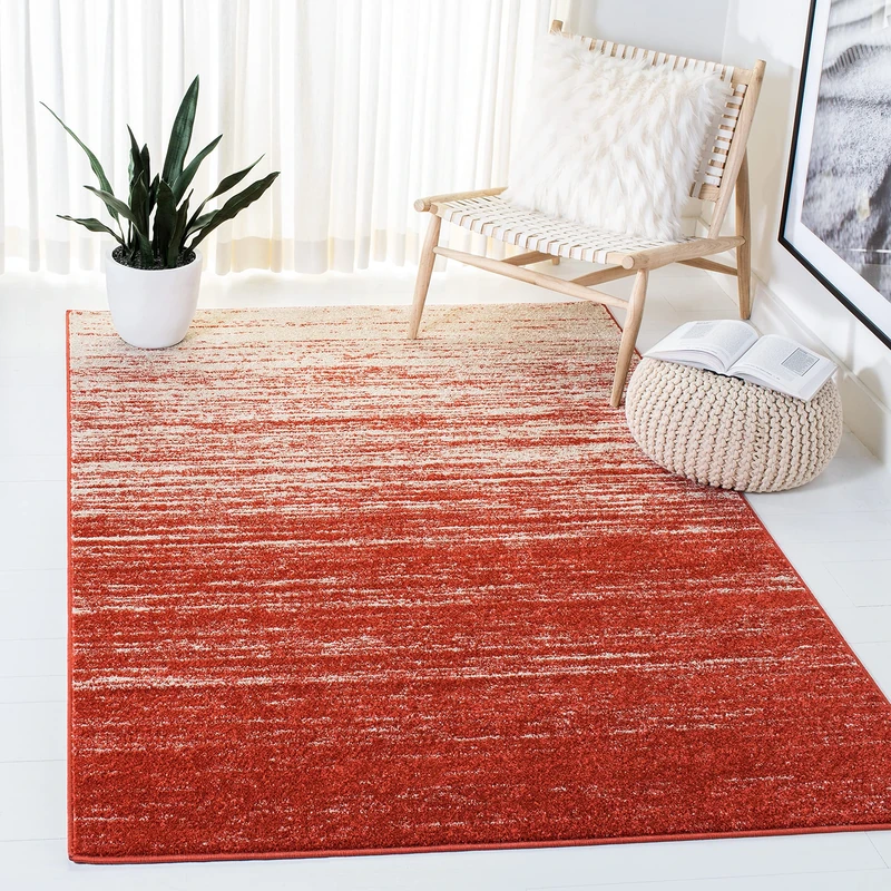 Safavieh Modern Ombre Rug for Living Room, Dining Room, Bedroom - Adirondack Collection, Short Pile, in Orange and Grey, 183 X 274 cm