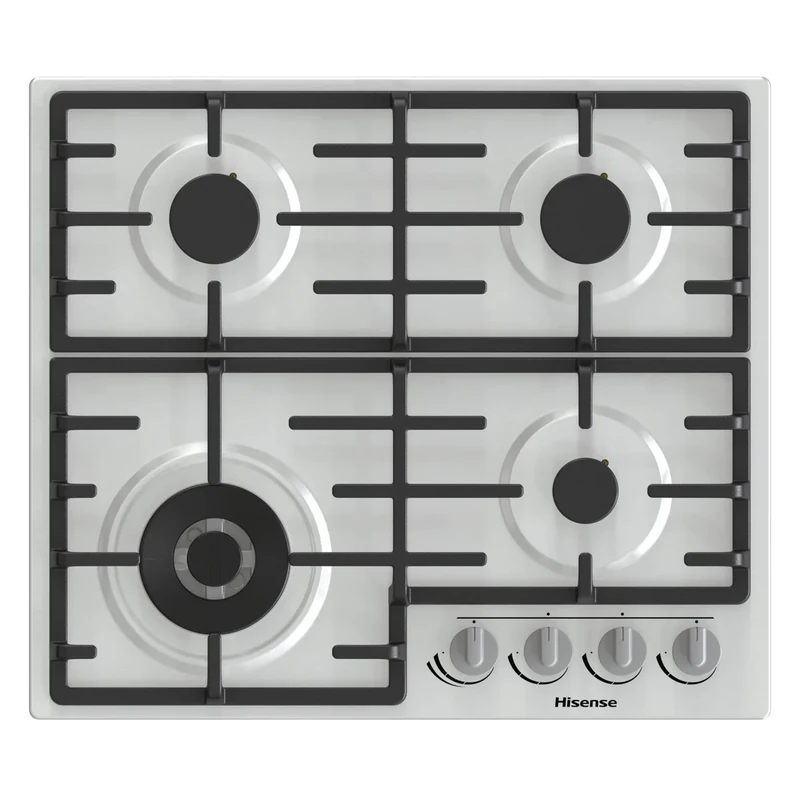 Hisense GM773XF 75cm 5 Burners Built-in Gas Hob with Easy Clean Surface, Wok Burner - Stainless steel