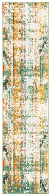 Safavieh Boho Rug for Living Room, Dining Room, Bedroom - Madison Collection, Short Pile, in Green and Orange, 66 x 122 cm