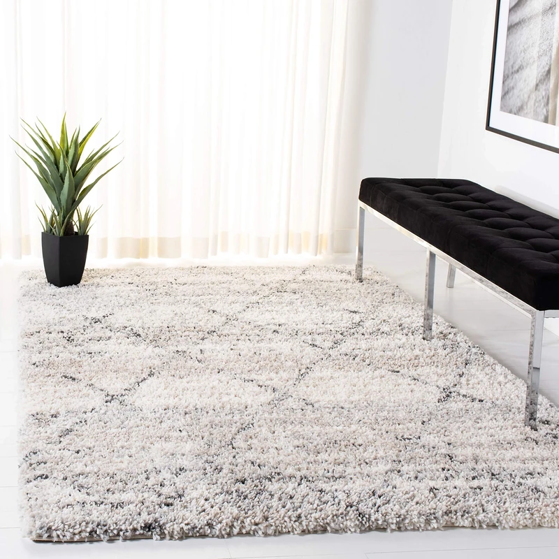 Safavieh Shag Rug for Living Room, Dining Room, Bedroom - Fontana Shag Collection, Short Pile, in Grey, 244 X 305 cm