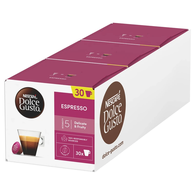 NESCAFÉ Dolce Gusto Espresso Coffee Pods (Pack of 3, Total 90 Capsules)