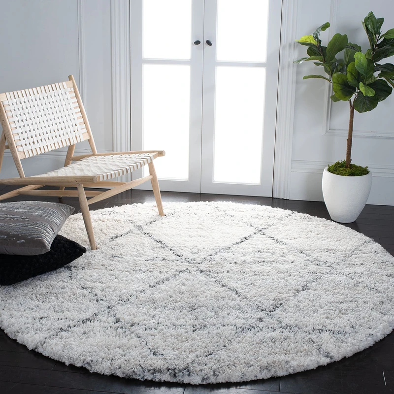 Safavieh Shag Rug for Living Room, Dining Room, Bedroom - Fontana Shag Collection, Short Pile, in Grey, 201 X 201 cm