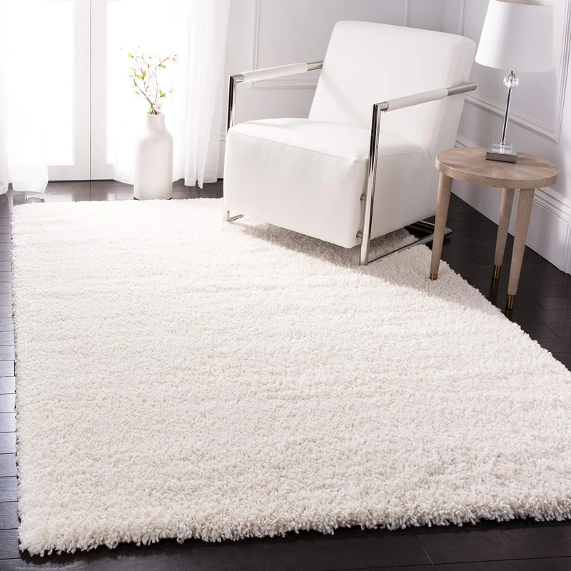SAFAVIEH Shag Rug for Living Room, Dining Room, Bedroom - Fontana Shag Collection, Short Pile, in Ivory, 201 X 274 cm
