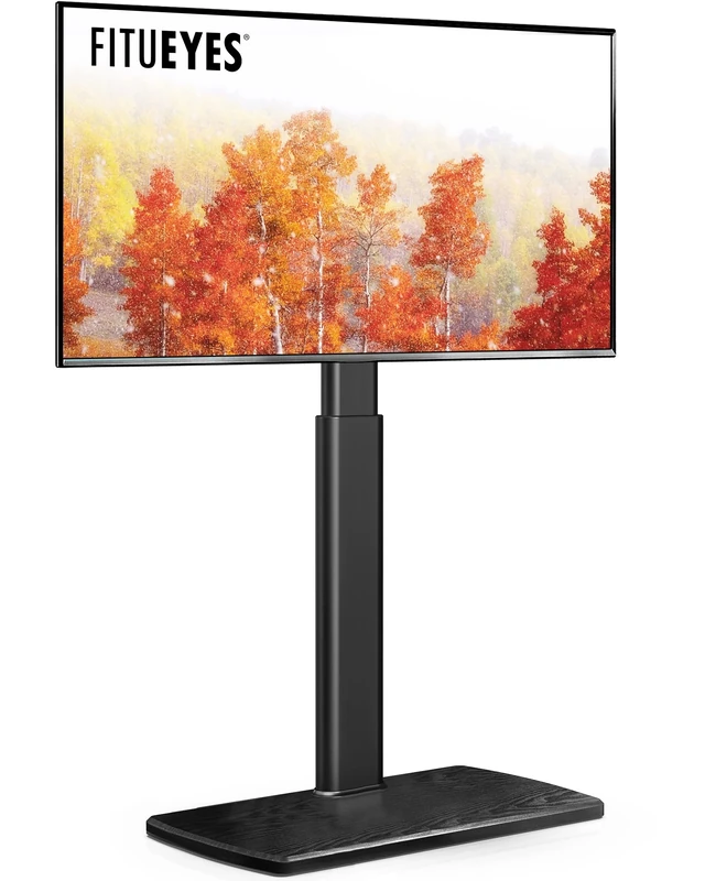 FITUEYES TV Stand with 20mm Wood Base for 32-70 Inch TV, Tall TV Floor Stand with 60° Swivel & 6 Height Adjustment, Cantilever TV Mount Stand Max VESA 600x400mm Holds 40kg