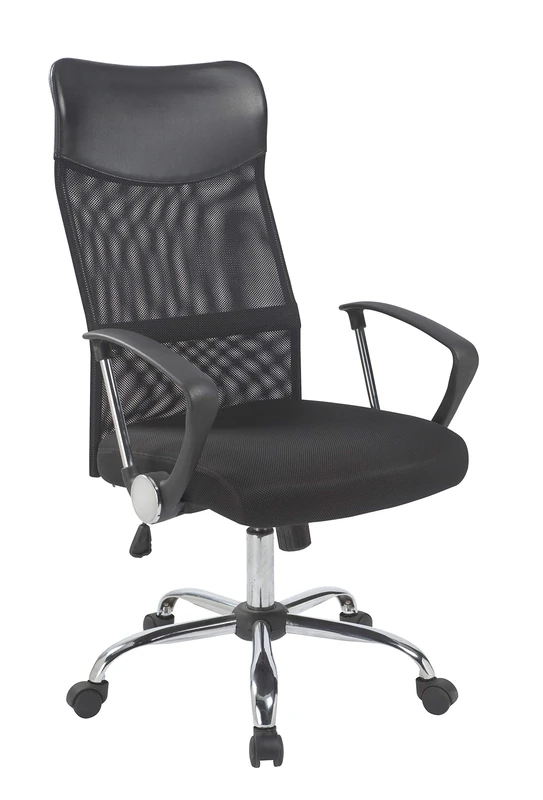 Office Hippo Home Office Chair, Study Chair, Computer Chair, Reclining Chair, Breathable Mesh, Swivel Chair, Adjustable Chair with Arms and Back Support, Chrome & Black, 61 x 67 x 110 to 120.5 cm