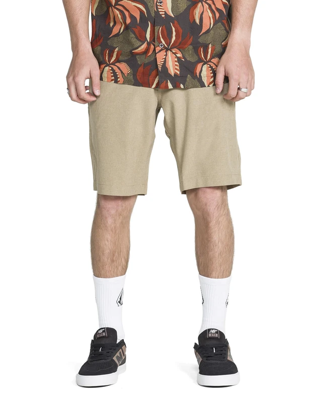 Volcom Men's Kerosene 21" Hybrid Shorts, Khaki, 28