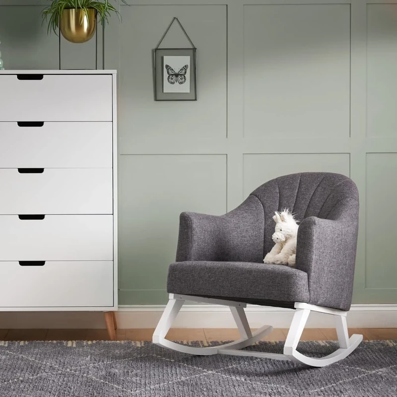 Obaby Round Back Rocking Chair - Grey White and Grey