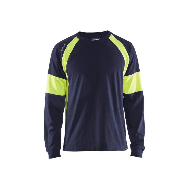 Blaklader 352010308833M Long-Sleeve T-Shirt, Navy Blue/High Vis Yellow, Size M