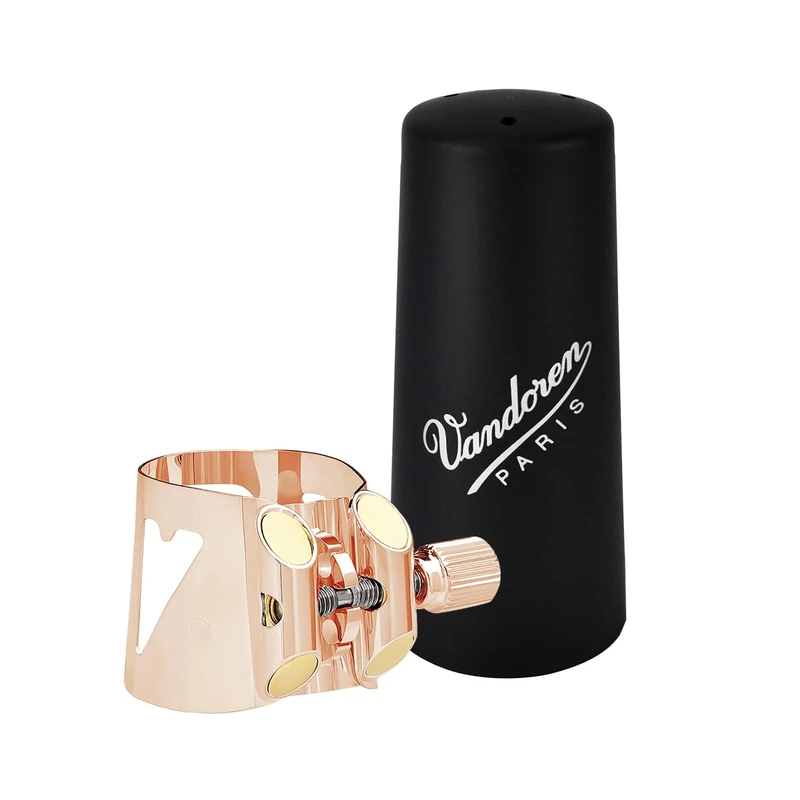 VANDOREN LIGATURE & CAP CLARINET BB PINK GOLD & PLASTIC CAP LC01PGP
