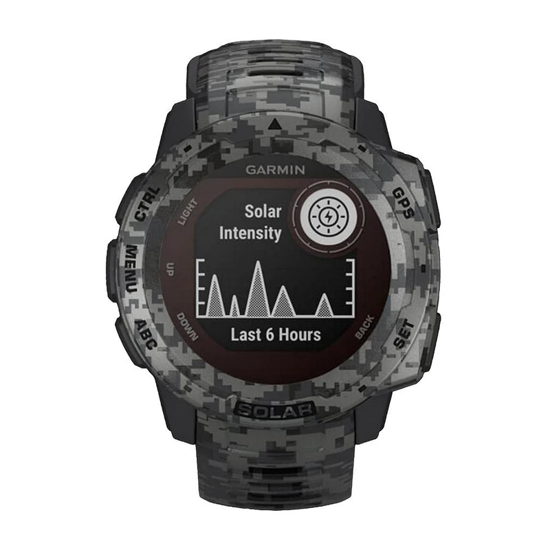 Garmin Instinct Solar, Solar-powered Rugged Outdoor Smartwatch, Built-in Sports Apps and Health Monitoring, Graphite Camo