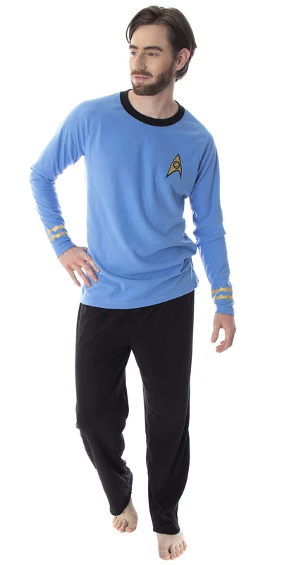 INTIMO Star Trek Original Series Men's Commander Spock Uniform Costume Sleepwear Pajama Set (Small)