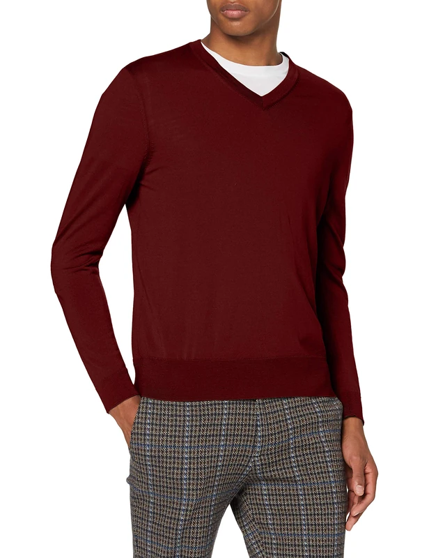 FALKE 60126 Men's V-Neck Long Sleeve - 100% Virgin Wool - M