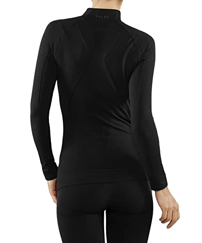 FALKE Women's Maximum Warm High Neck W L/s Sh Functional Yarn Quick Dry 1 Piece Base Layer Top, Black 3000, S