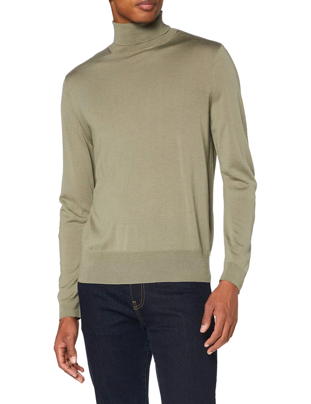 FALKE 60129 Men's Turtleneck Long Sleeve, Vetiver, S