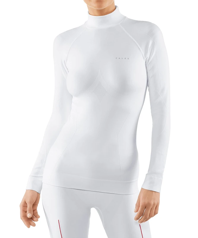 FALKE Women's Maximum Warm High Neck W L/s Sh Functional Yarn Quick Dry 1 Piece Base Layer Top, White 2860, XS
