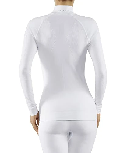 FALKE Women's Maximum Warm High Neck W L/s Sh Functional Yarn Quick Dry 1 Piece Base Layer Top, White 2860, S