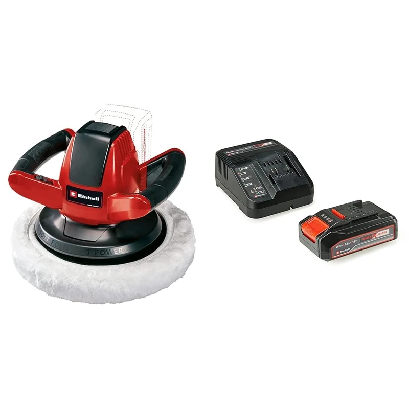 Einhell CE-CB 18/254 Li Solo Power X-Change Cordless Car Buffer/Polisher - with 2.5Ah Power X-Change Starter Kit - Battery & Charger