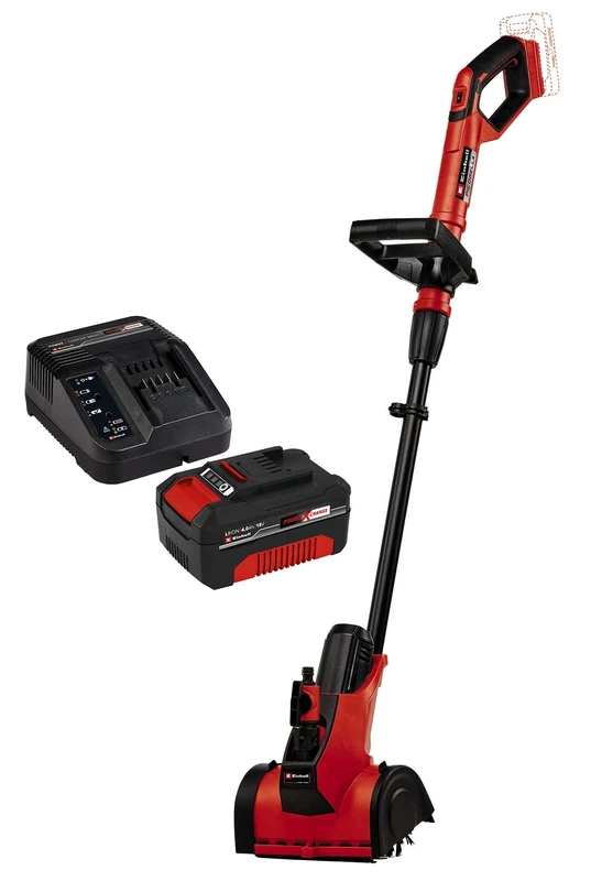 Einhell Power X-Change 18V Cordless Patio Cleaner Brush With Battery and Charger, Wet And Dry Cleaning Of Stone, Wood And Artificial Turf, Picobella Cleaning Brush Electric plus 4.0Ah Starter Kit, Red
