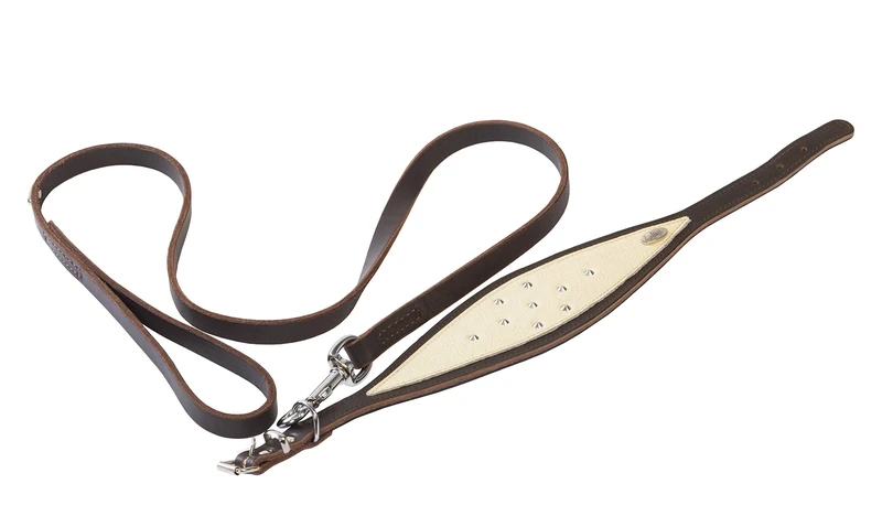 Dingo Waldemar Rutkowski Soft Leather S Set: Dog Collar + Classic Leash S10022, brown