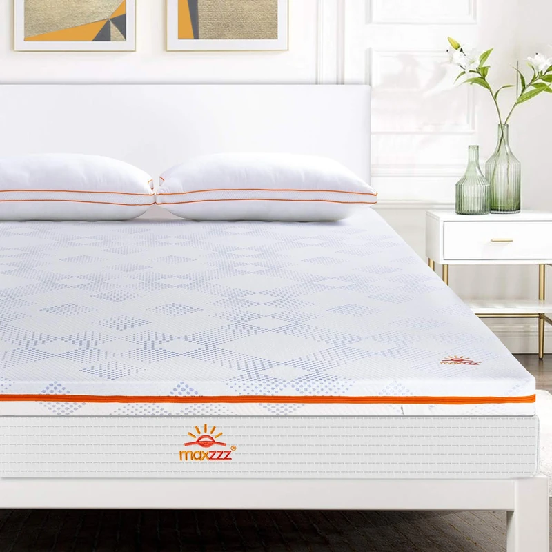 Maxzzz Gel Mattress Topper 150 x 190 x 7.5 cm Anti-Dust Mite and Breathable Memory Foam Mattress Topper with Removable and Washable Cover