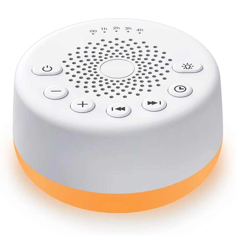 Easysleep Sound Machine White Noise Machine for Baby Adults Kids Sleeping with Night Light 25 Soothing Sounds 32 Volume 5 Timer Memory Function for Home Office Travel（White With Light）