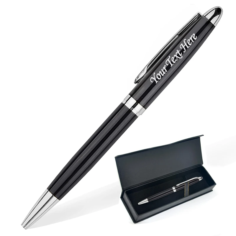 EDSG Personalised Pen Engraved Pen with Black Ink Ballpoint Pens Customised Pen Gifts for Men Women Teacher Personalised Gifts for Birthday Fathers Day Graduation Christmas Thank You Gift (Black)