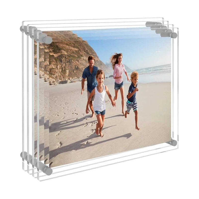 AITEE 8x10 Acrylic Picture frame 4 Packs,Modern Hanging Transparent Lucite Square Frames for Photo Diploma Degree Certificate Art Wedding Gallery Display, Double Panel
