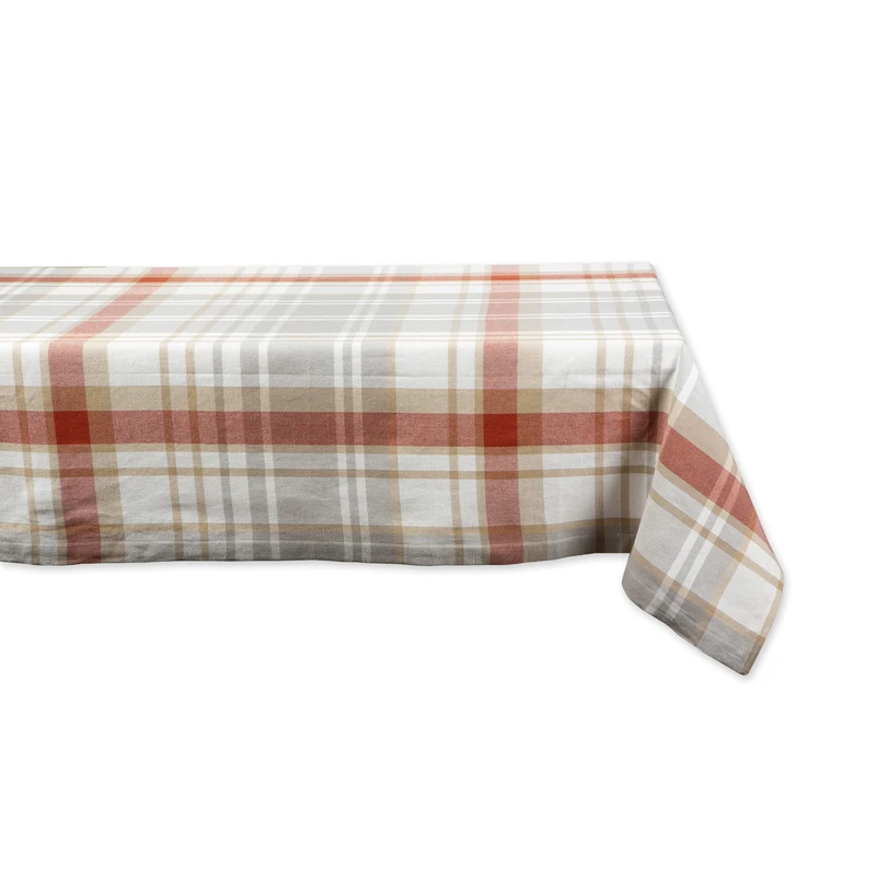 DII Thankful Autumn Collection Fall Tabletop Decoration, Rectangle Tablecloth, 60x120, Cozy Picnic Plaid
