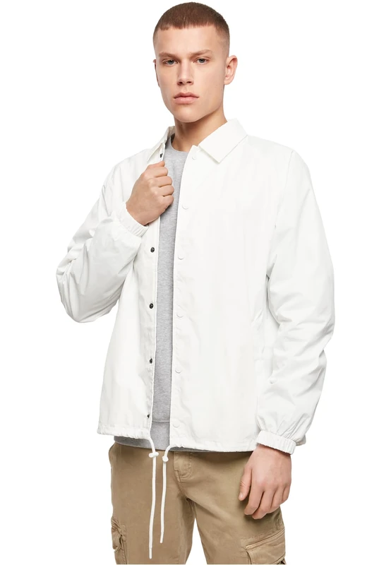 Build Your Brand Men's Coach Jacket, White, XS
