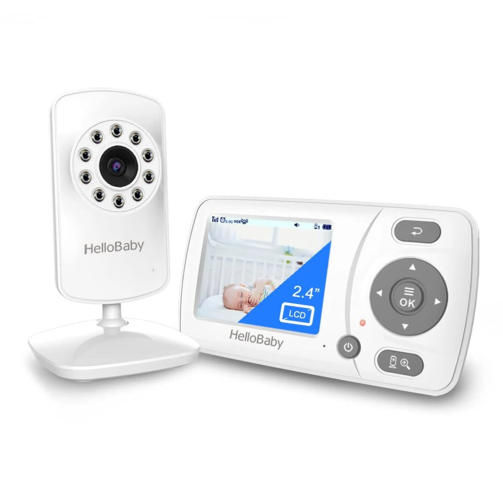 HelloBaby Baby Monitor, Upgrade Video Baby Monitor with Camera and Night Vision, 960p, No WiFi for Privacy, ECO Mode,Digital 2X Zoom,Alarm Function