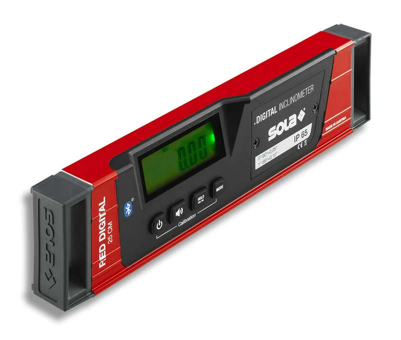 SOLA - RED 25 Digital Spirit Level 25 cm with Bluetooth - Spirit Level with LCD - Remote Control via Smartphone and App - Digital Inclinometer - IP65