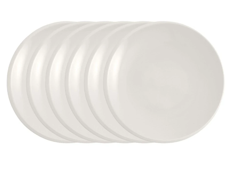 Villeroy & Boch - NewMoon Breakfast Plates, Pack of 6, 24 cm, Trendy Plate for Breakfast, Brunch, Cake or Dessert, Dishwasher, Microwave Safe, White