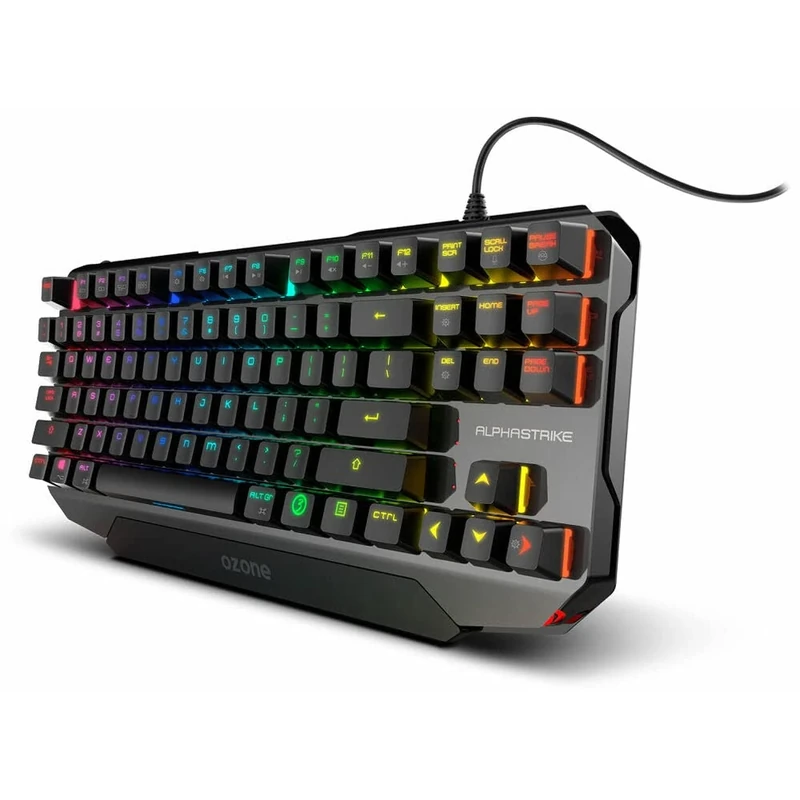 Ozone Gaming Alpha Strike - OZALPHASTRIKESP - Mechanical Keyboard with Number Keypad for PC Gamers, Switches Outemu Red, RGB LED Lighting, Silent Spanish QWERTY Layout, Black