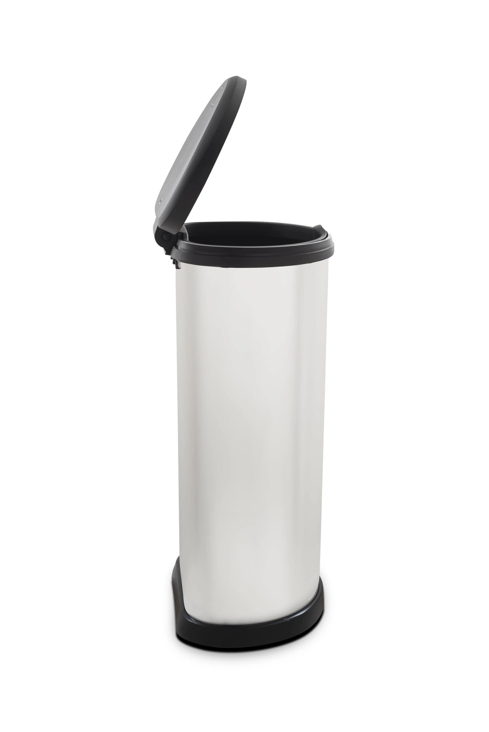Curver Metal Effect 70% Recycled Kitchen Accessories One Touch Deco Bin, Silver, 40 Litre