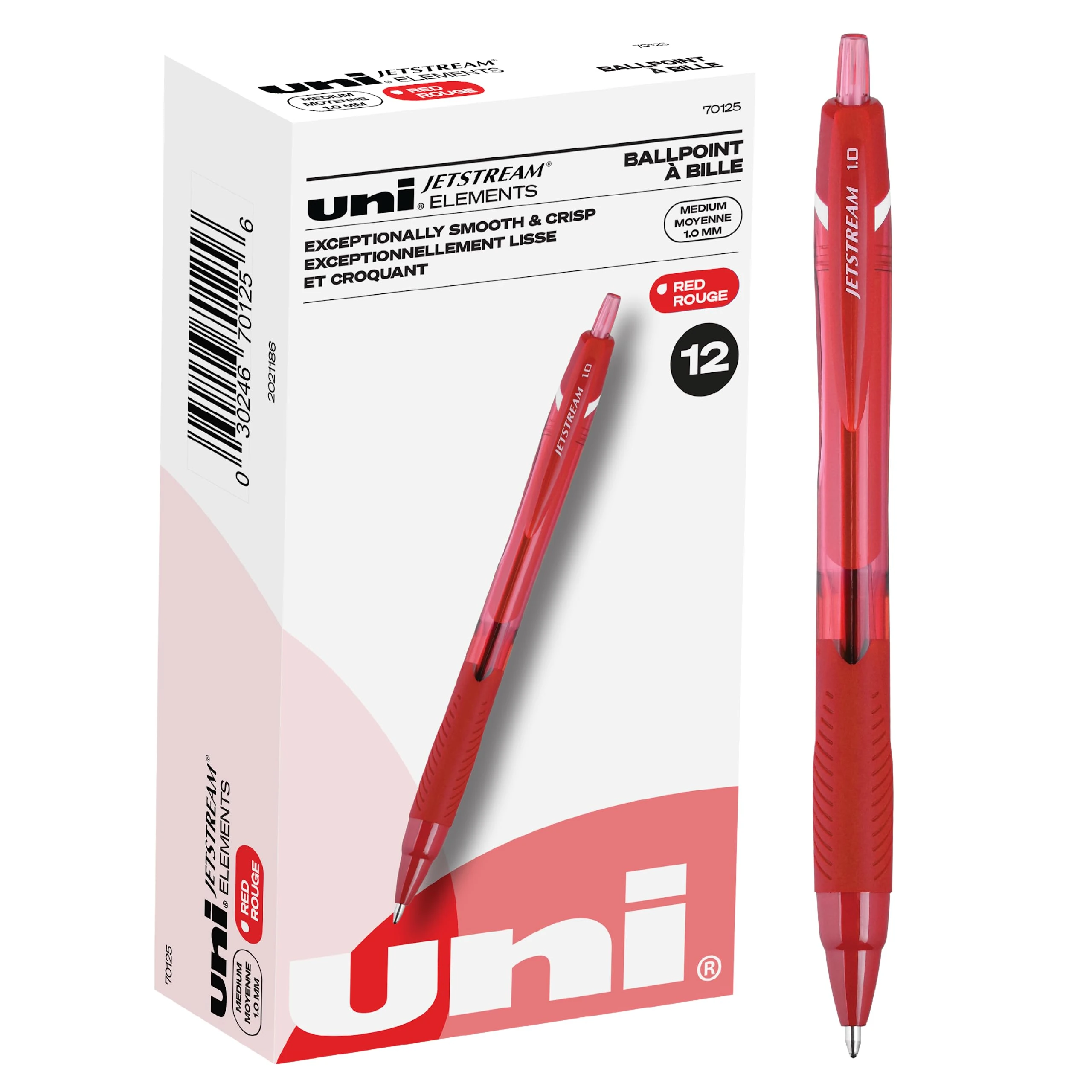 uni-ball Jetstream Elements Ballpoint Pens, Medium Point (1.0mm), Red, 12 Count