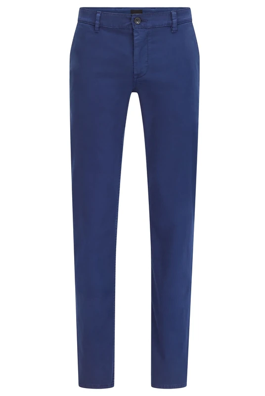 BOSS Mens Schino-Slim D Slim-fit Chinos in Brushed Stretch Cotton Blue